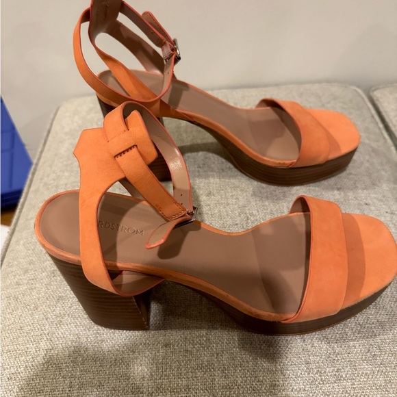 Brand New Nordstrom Anita Ankle Strap Platform Sandal in Coral Orange Size 9B - Picture 6 of 7